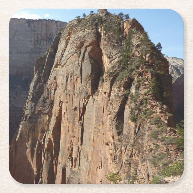 Angels Landing at Zion National Park Square Paper Coaster (Front)