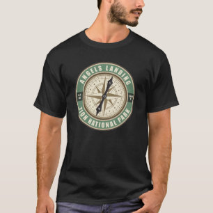 Angels Landing Trail Utah Compass Hiking Badge T-Shirt