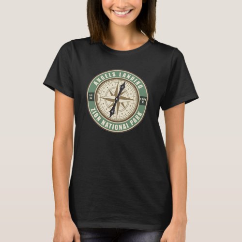 Angels Landing Trail Utah Compass Hiking Badge T_Shirt