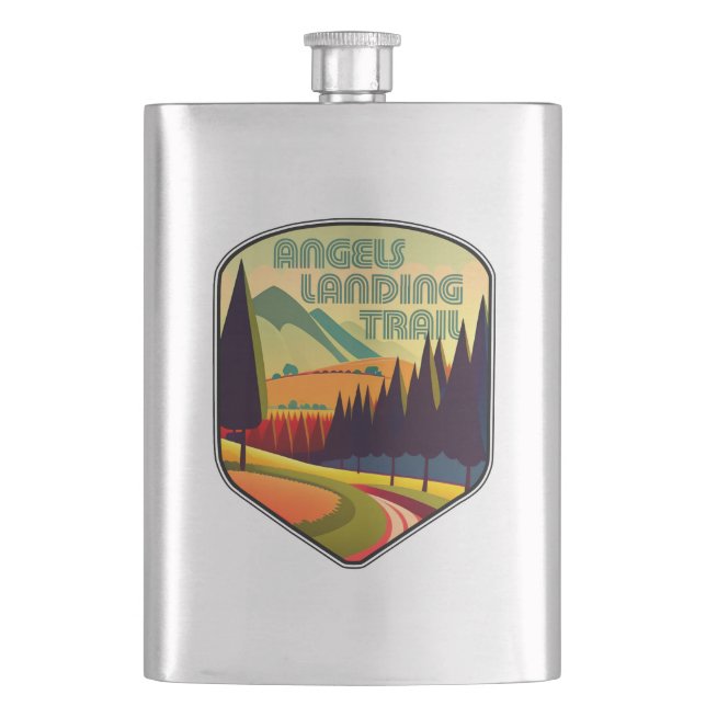 Angels Landing Trail Zion National Park Colors Flask (Front)