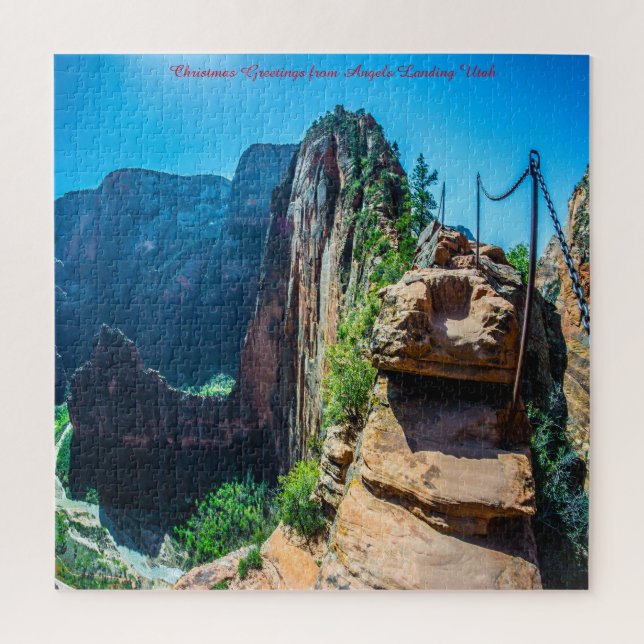 Angels Landing Utah Christmas Greetings Jigsaw Puzzle (Vertical)