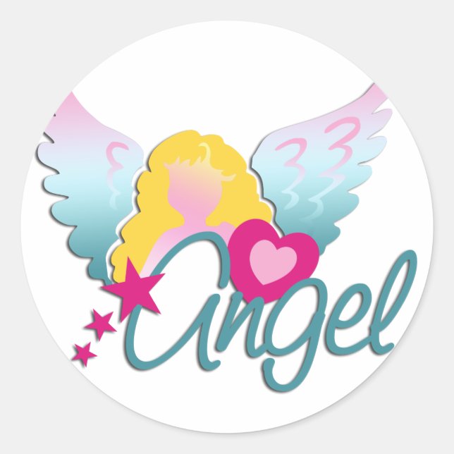 Angels Love Classic Round Sticker (Front)