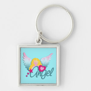 Angels Love, cyan Keychain
