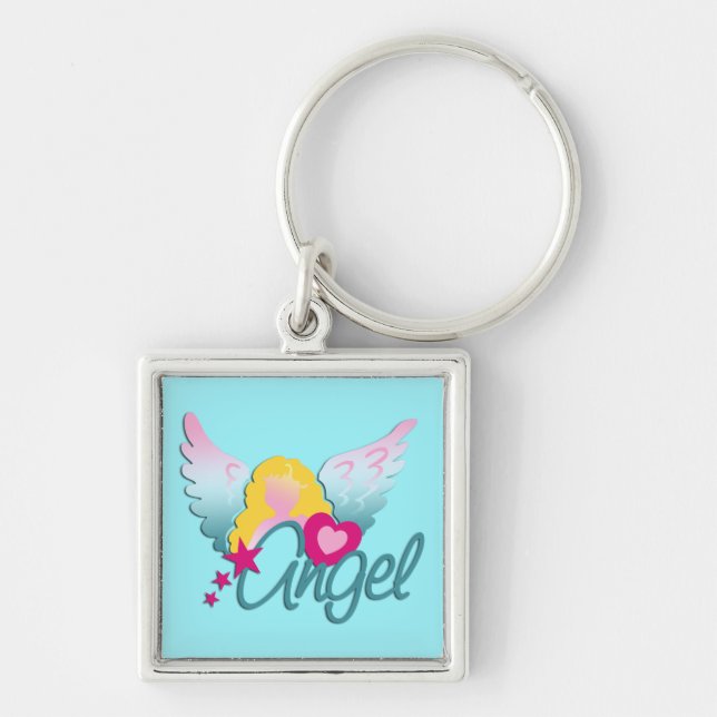 Angels Love, cyan Keychain (Front)
