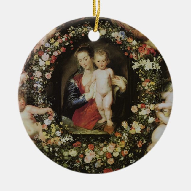 Angels Madonna and Child Rubens Fine Art Ceramic Ornament (Front)
