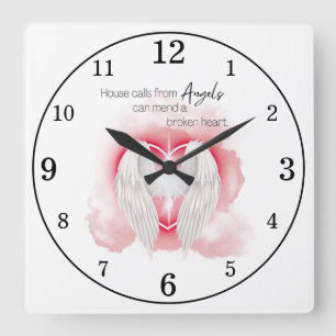 Angels Mend a Broken Heart Square Wall Clock