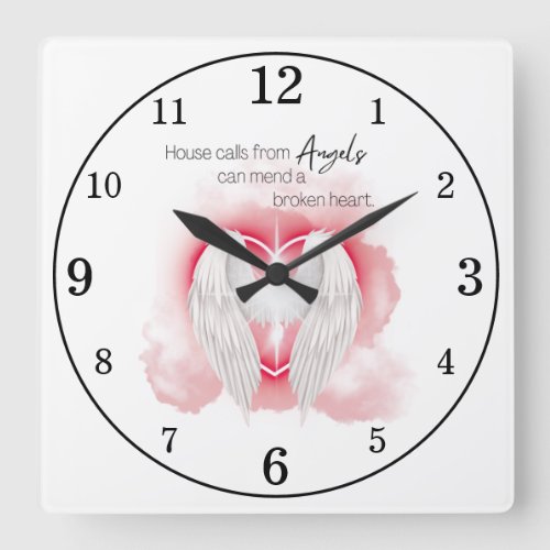 Angels  Mend a Broken Heart Square Wall Clock