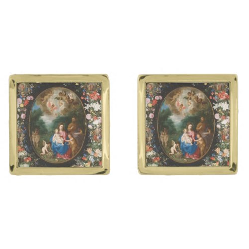 Angels Offering Gifts Gold Cufflinks