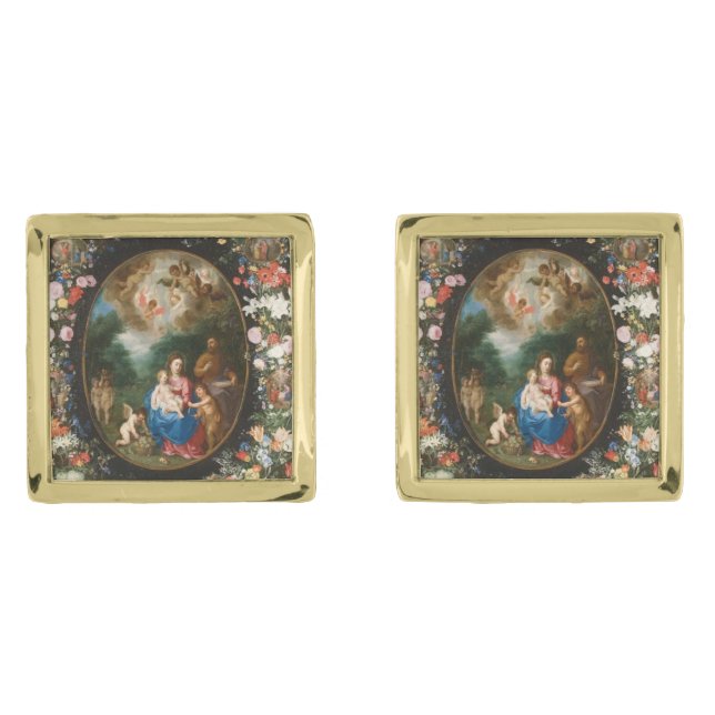 Angels Offering Gifts Gold Cufflinks (Front)