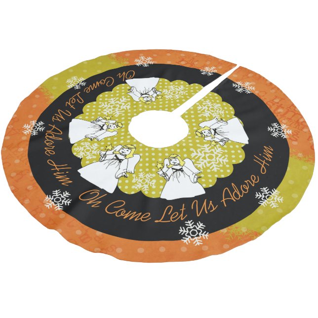 Angels Oh Come Let Us Adore Him Tree Skirt (Angled)