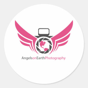 Angels on Earth photography logo Pink.pdf Classic Round Sticker