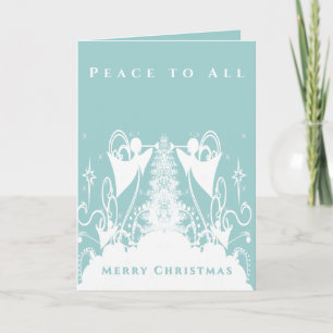 Angels on Green Holiday Card