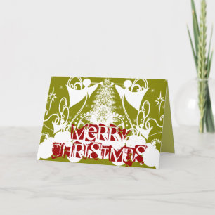 Angels on Green Holiday Card