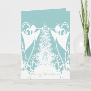 Angels on Green Holiday Card