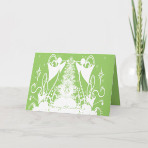 Angels on Green Holiday Card
