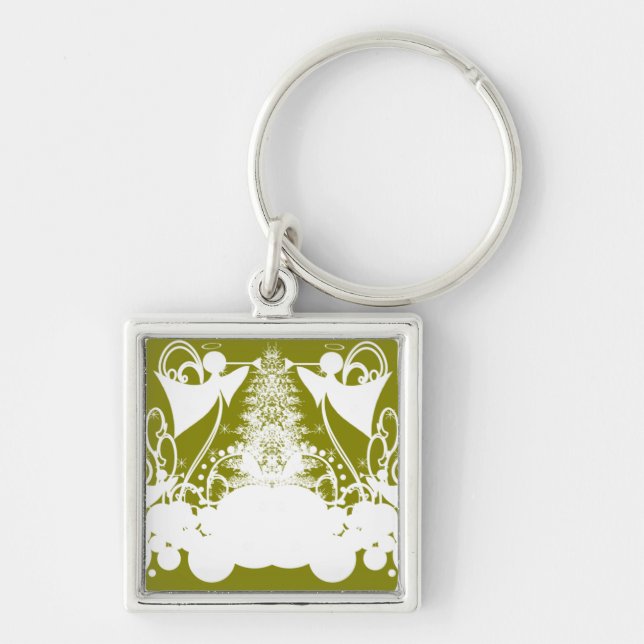 Angels on Green Keychain (Front)