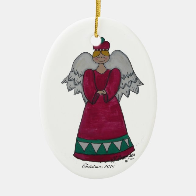 Angels on High Ceramic Ornament (Front)