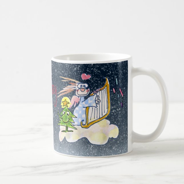 Angels on High Xmas Tree Moon Mug (Right)