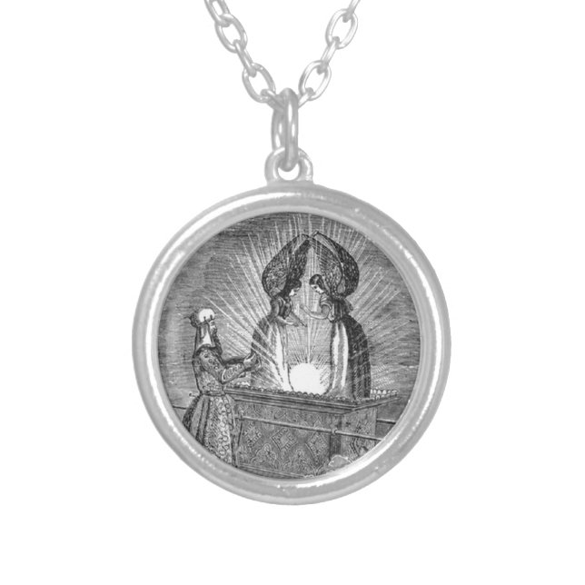 Angels over the Ark of the Covenant Silver Plated Necklace (Front)