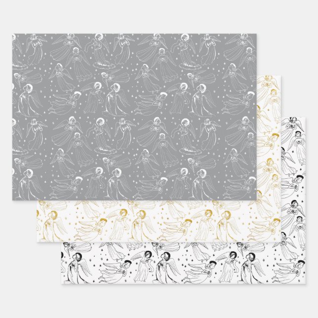 angels pattern | set III Wrapping Paper Sheets (Set)