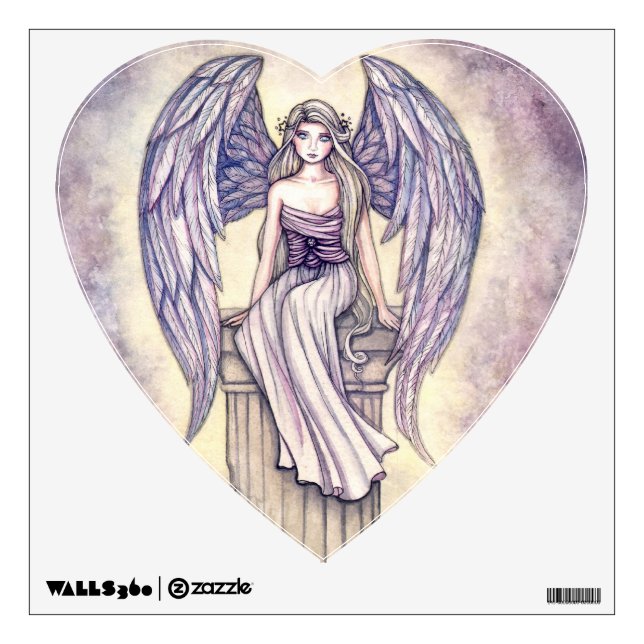 Angel's Perch Sweet Purple Angel Heart Wall Decal (Front)