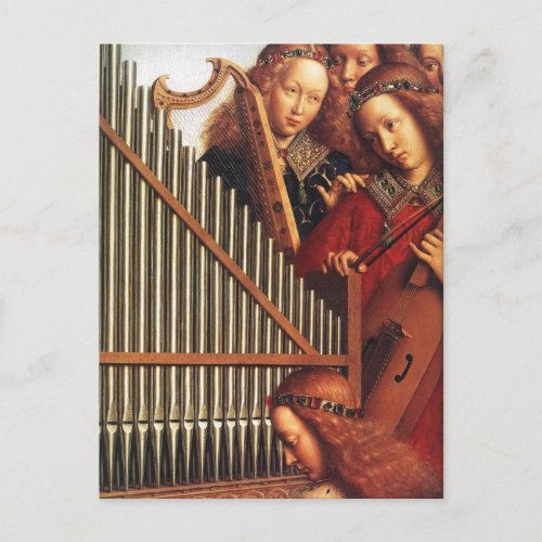 ANGELS PLAYING MUSIC detail Parchment Postcard