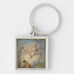 Angels Playing with a Bird in a Landscape Keychain