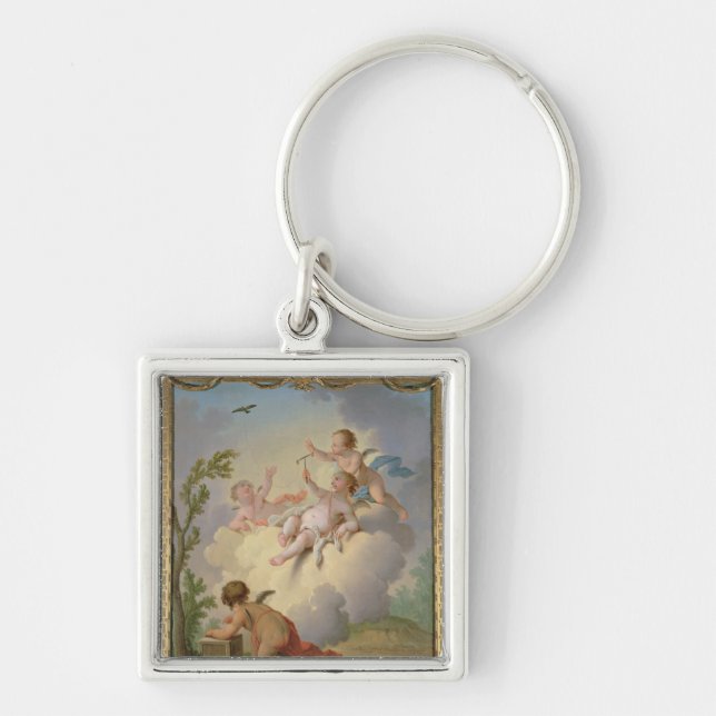 Angels Playing with a Bird in a Landscape Keychain (Front)