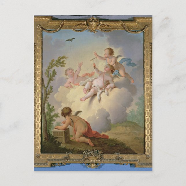 Angels Playing with a Bird in a Landscape Postcard (Front)