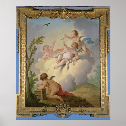 Angels Playing with a Bird in a Landscape Poster