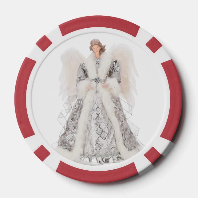 Angels Poker Chips, Red Striped Edge Poker Chips (Back)