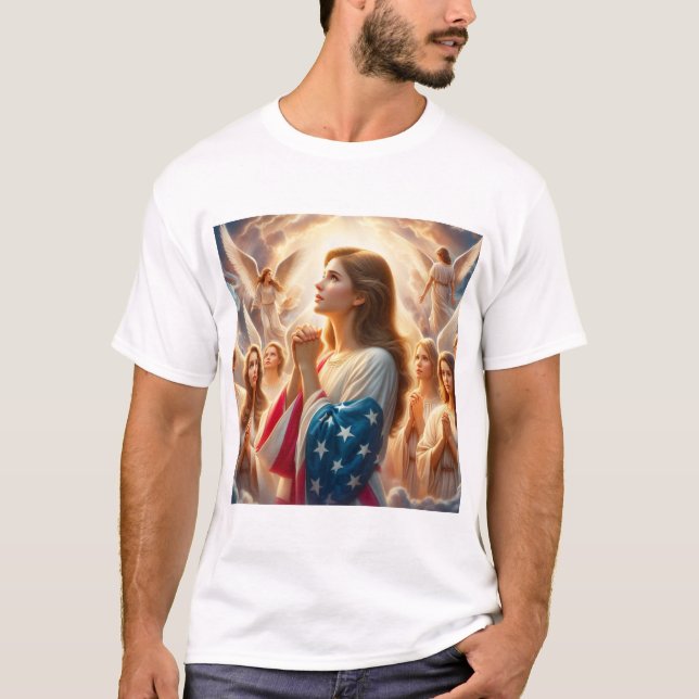 Angels Praying For America Haiku T-Shirt (Front)