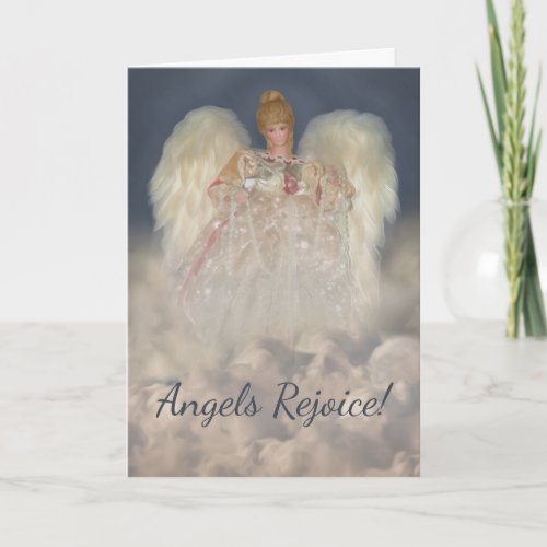 Angels Rejoice Traditional Blue Holiday Card