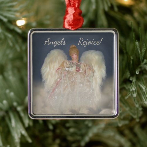 Angels Rejoice Traditional Blue Holiday Ornament