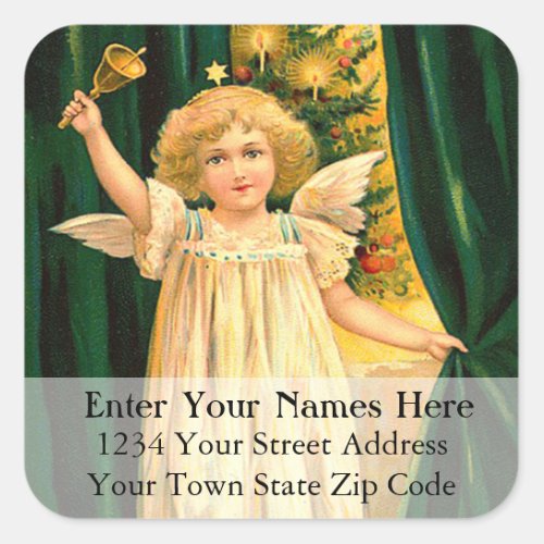 Angels Rings in Christmas Vintage Address Label