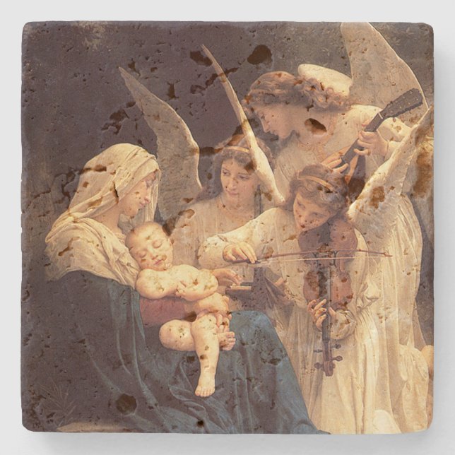 Angels Serenade Mary and Jesus Stone Coaster (Front)