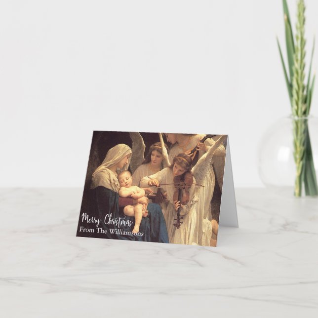 Angels Serenade Mary Vintage Christmas Customized Holiday Card (Front)