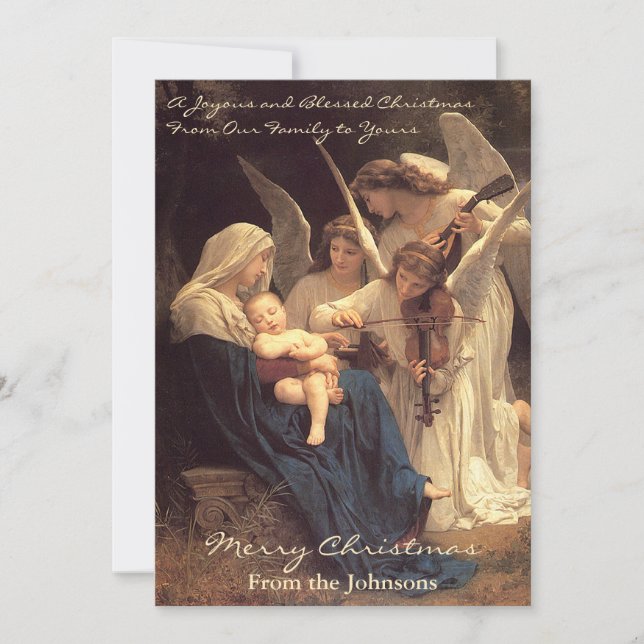 Angels Serenade Mary Vintage Christmas Holiday Card (Front)