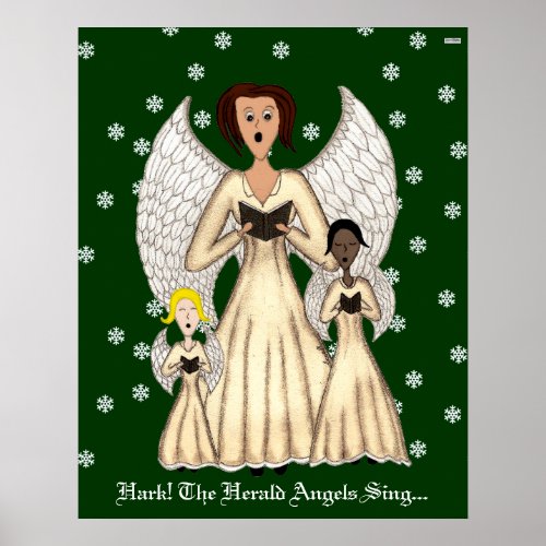 Angels Singing CarolsGold Poster