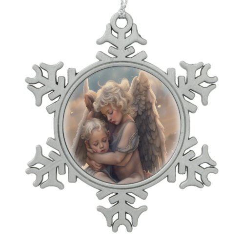 Angels Snowflake Pewter Christmas Ornament