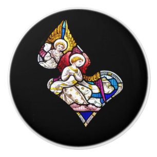 ANGELS STAINED GLASS WINDOW CERAMIC KNOB