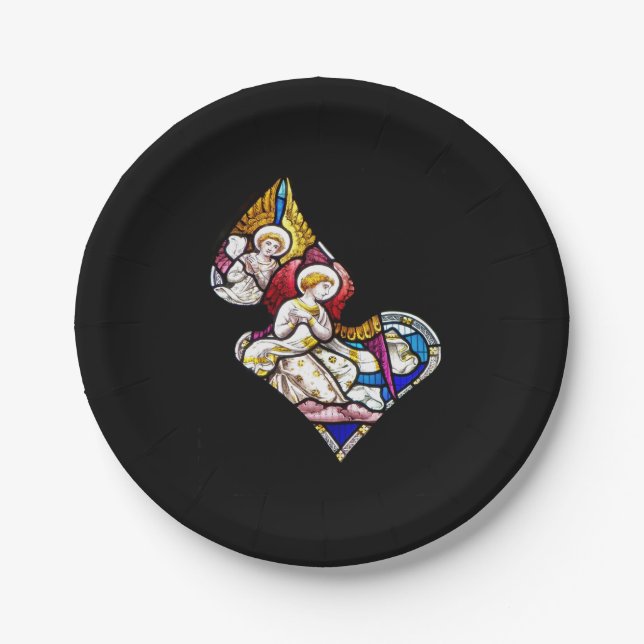 ANGELS STAINED GLASS WINDOW PAPER PLATES (Front)