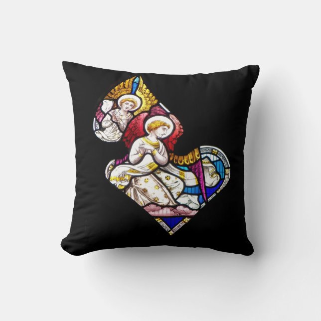 ANGELS STAINED GLASS WINDOW THROW PILLOW (Front)
