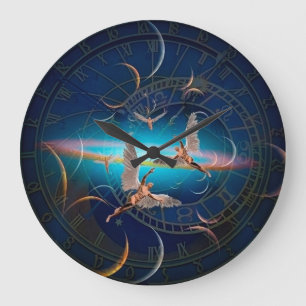 Angels through time large clock
