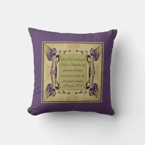 Angels to watch over you Purple Green Fall Colors Throw Pillow