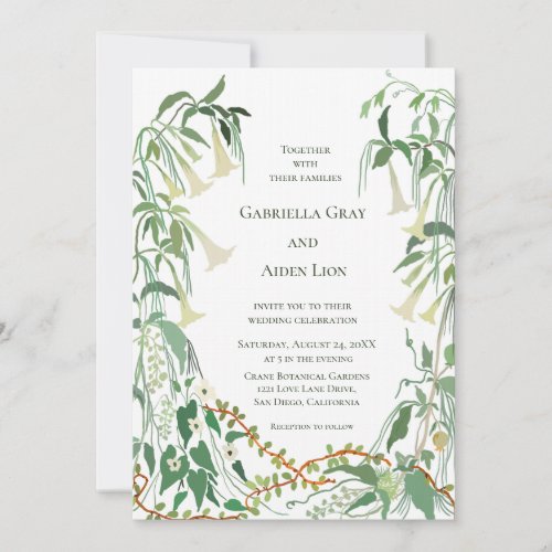 Angels Trumpet floral wedding invitation design