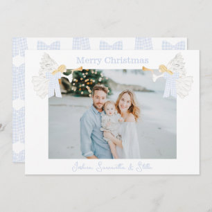 Angels Trumpet Preppy Gingham Bows  Holiday Card