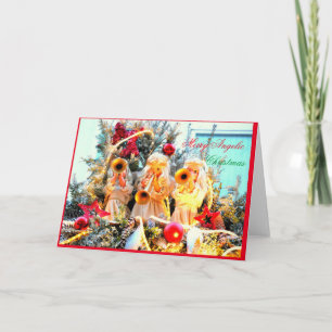 Angels trumpeting Merry Christmas Holiday Card