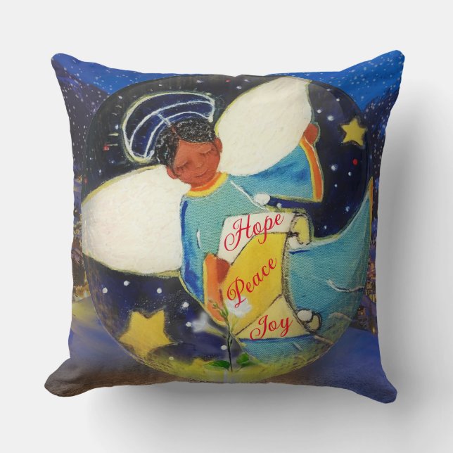 Angels Unaware Christmas  Throw Pillow (Front)