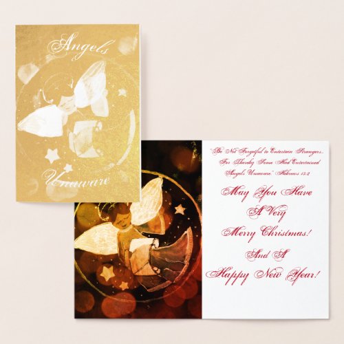 Angels Unaware Real Foil Christmas Card